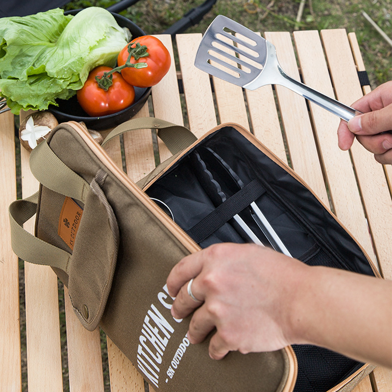 Camping Cooking Set With Bag - طقم أدوات طهي للتخييم مكون من