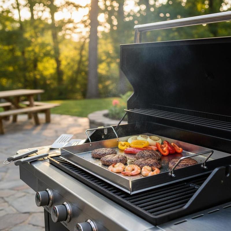 Camping Cooking Set Stainless Steel - شواية مسطحة عالمية مقاس 18x16 بوصة