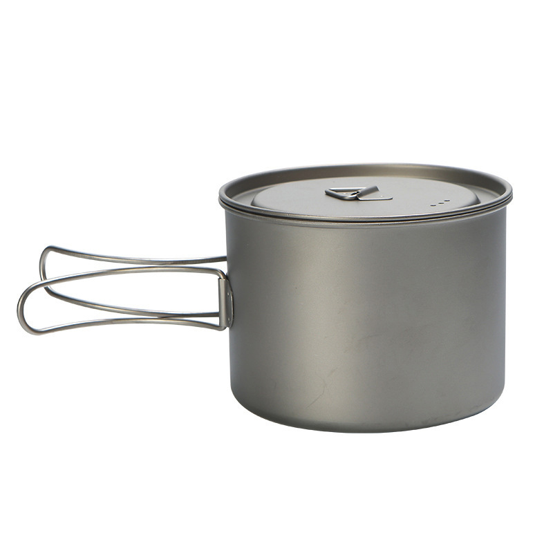 Camping Cooking Set Stainless Steel - وعاء طبخ تيتانيوم بمقبض معلق ،