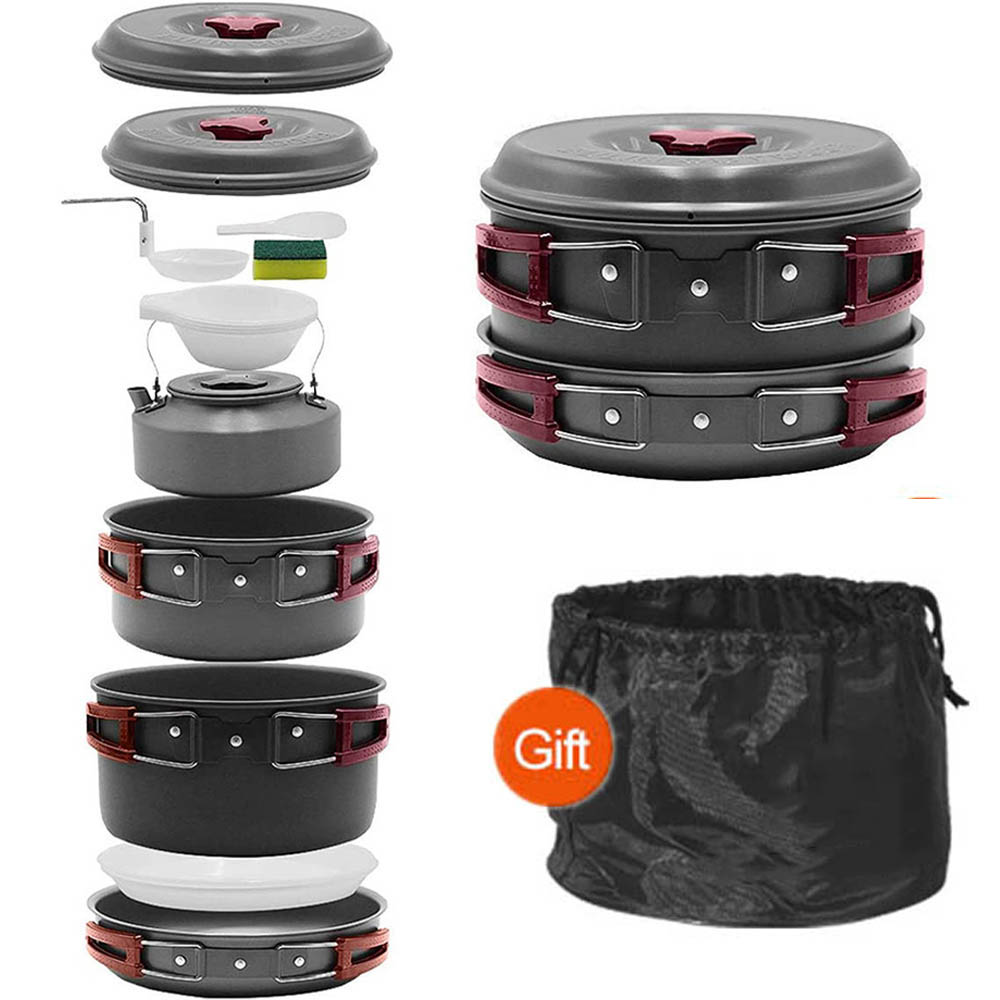 Camping Cooking Set With Bag - مجموعة طهي محمولة خارجية لـ 3-4