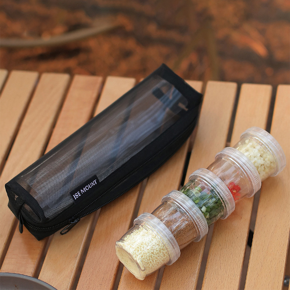 Camping Cooking Set With Bag - حقيبة تخزين توابل التخييم مع 5