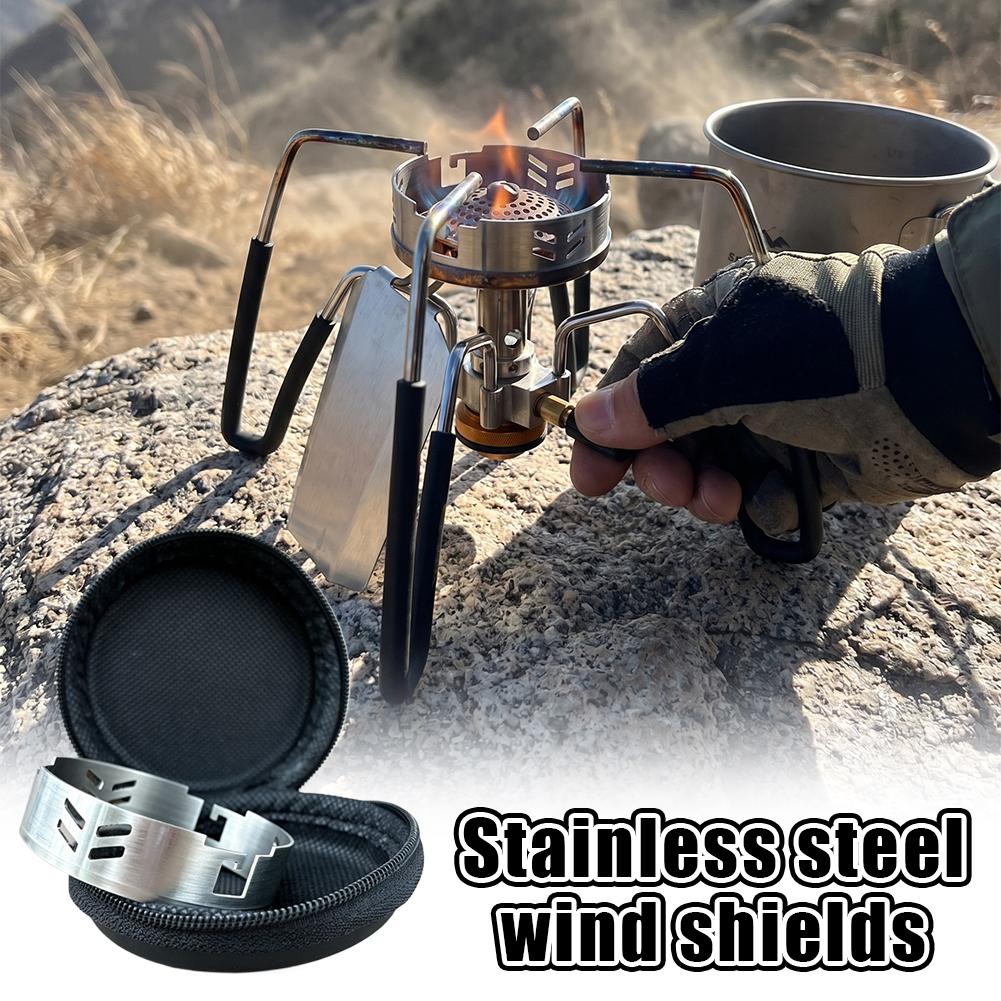 Camping Cooking Set With Bag - واقي رياح للموقد من الفولاذ المقاوم