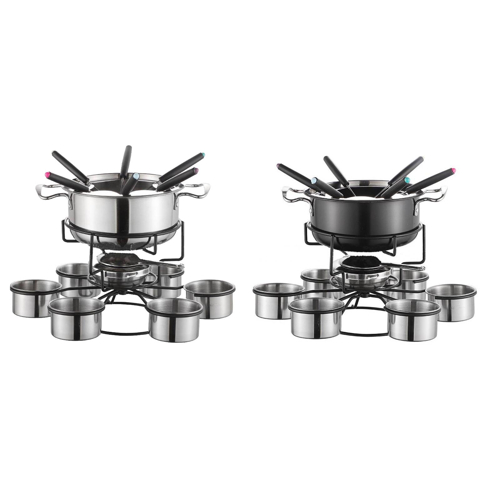 Camping Cooking Set Stainless Steel - طقم وعاء الفوندو مع موقد طهي
