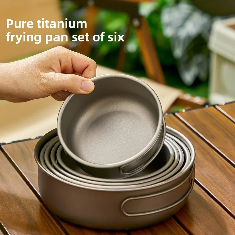 Camping Cooking Set With Bag - التيتانيوم في الهواء الطلق وعاء مجموعة