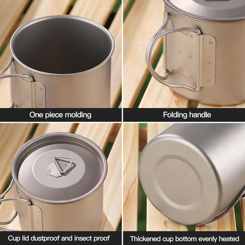 كوب تخييم من التيتانيوم بمقبض  - مراجعة Camping Cooking Set With Bag وسعره