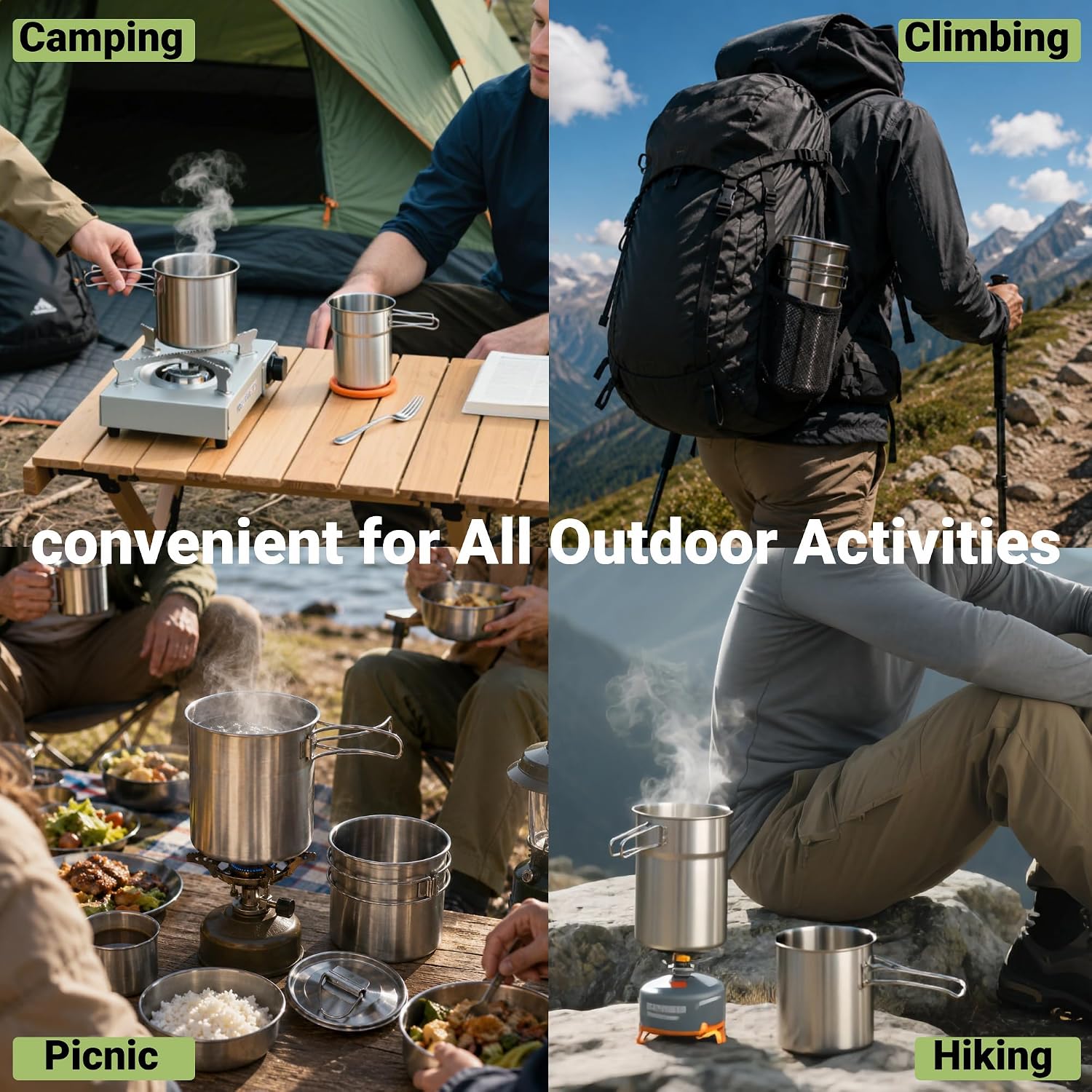 أكواب قابلة للطي للتخييم، أوان - مراجعة Camping Cooking Utensil Set وسعره