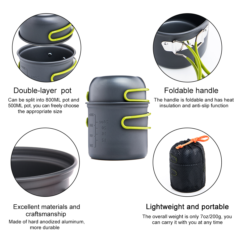 Widesea التخييم أواني الطبخ أد - مراجعة Quechua Camping Cooking Set وسعره