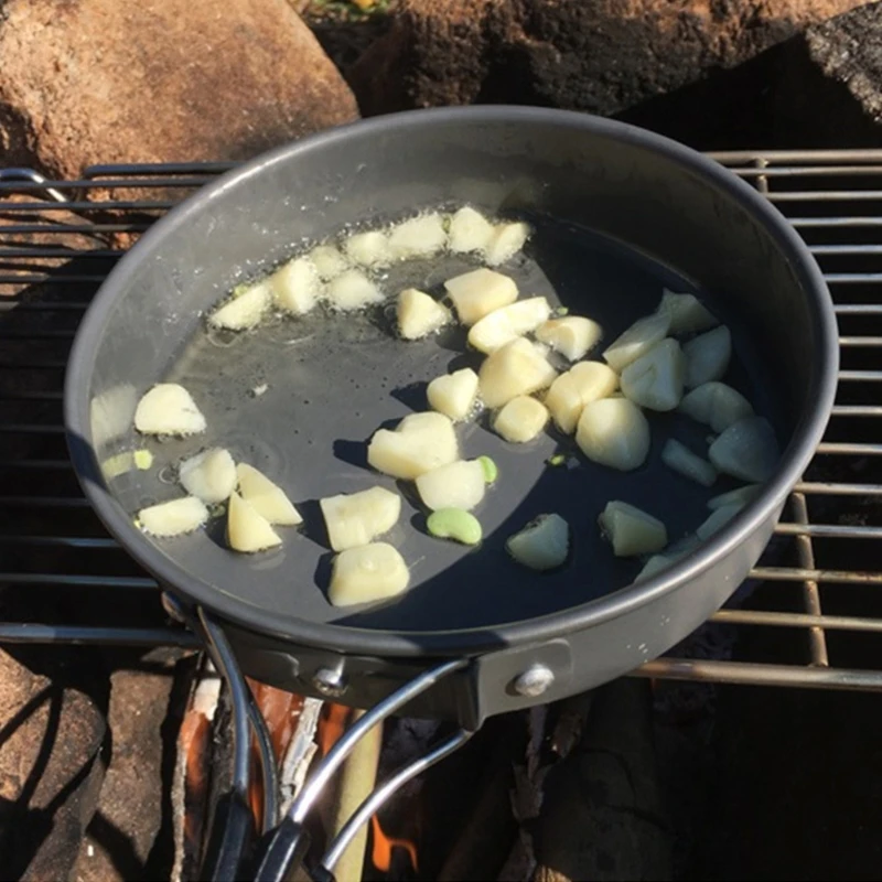 مقلاة قلي محمولة مع حقيبة تخزي - مراجعة Camping Cooking Sets وسعره