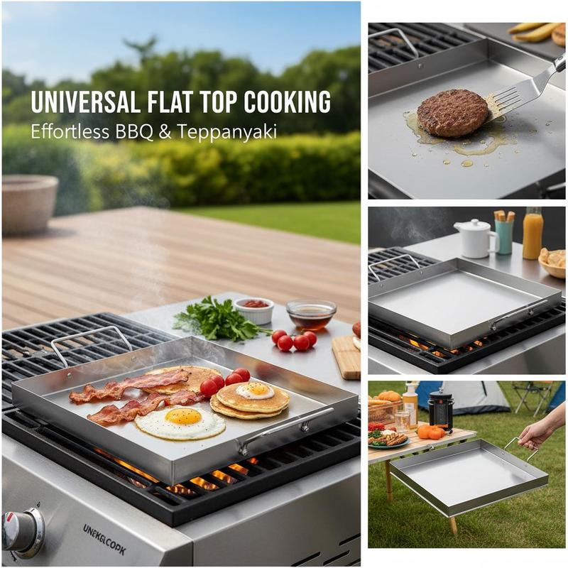 شواية مسطحة عالمية مقاس 18x16  - مراجعة Camping Cooking Set Stainless Steel وسعره