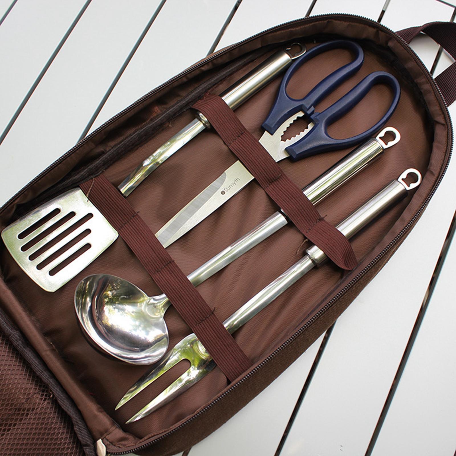 7 قطعة التخييم أواني المطبخ مج - مراجعة Camping Cooking Set With Bag وسعره