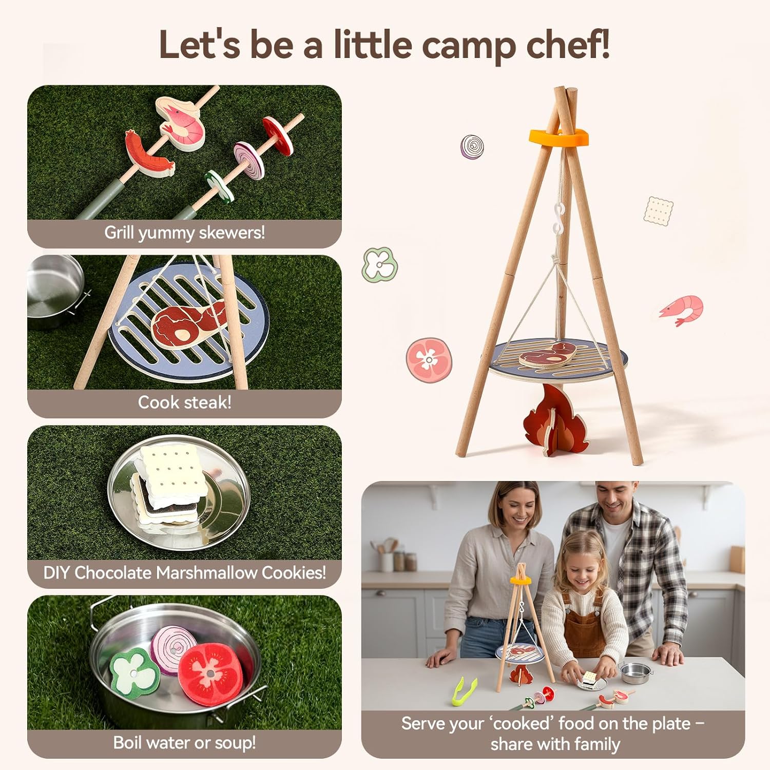 مجموعة ألعاب تخييم خشبية للأطف - مراجعة Camping Cooking Kids وسعره