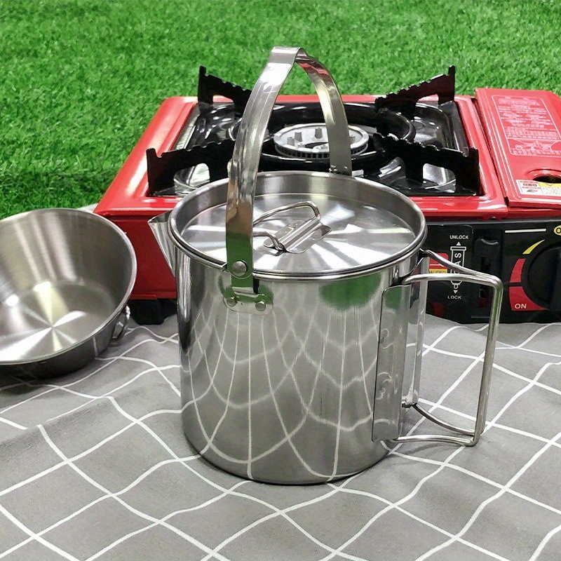 1 قطعة غلاية فولاذية مدمجة ومح - مراجعة Camping Cooking Set Stainless Steel وسعره