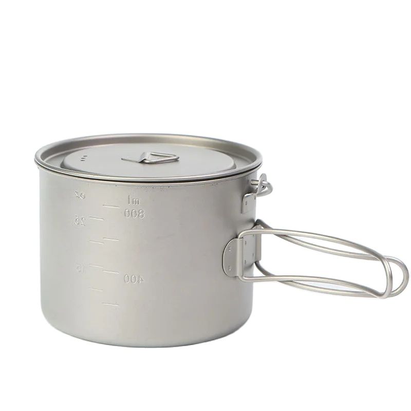 وعاء طبخ تيتانيوم بمقبض معلق ، - مراجعة Camping Cooking Set Stainless Steel وسعره