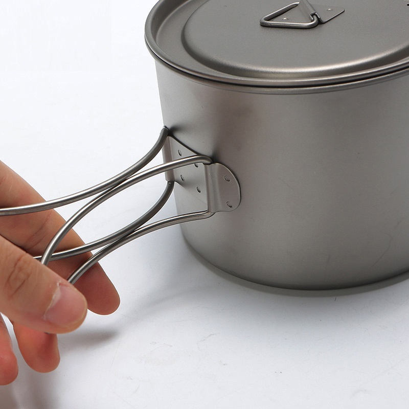 وعاء طبخ تيتانيوم بمقبض معلق ، - مراجعة Camping Cooking Set Stainless Steel وسعره