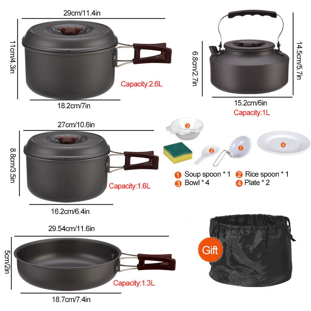 مجموعة طهي محمولة خارجية لـ 3- - مراجعة Camping Cooking Set With Bag وسعره