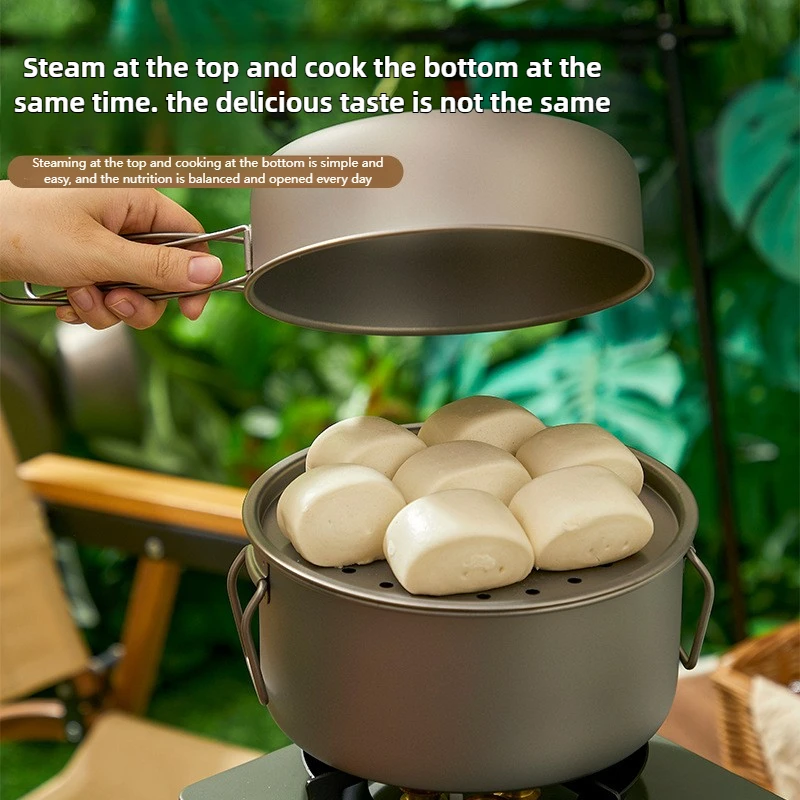 التيتانيوم في الهواء الطلق وعا - مراجعة Camping Cooking Set With Bag وسعره